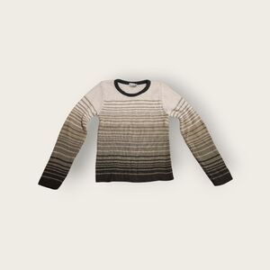 Vintage Y2k In Charge green and cream striped fitted lightweight sweater Size M